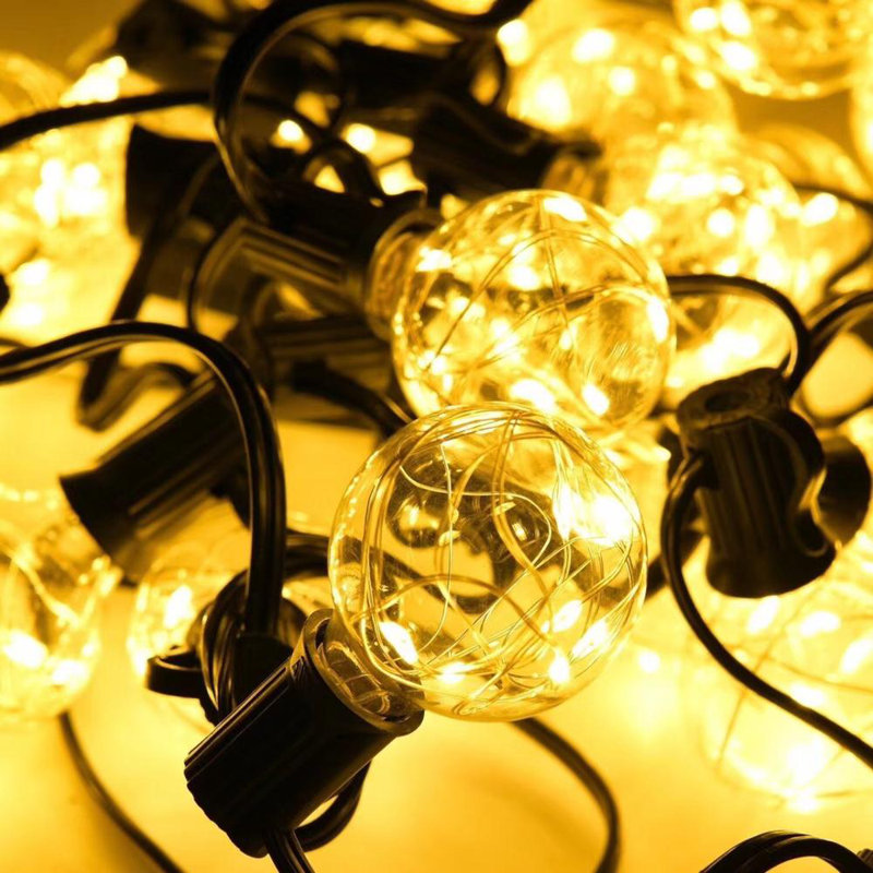 600" Outdoor String Light with 50 Globe LED Bulbs Low Voltage Shatterproof