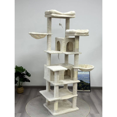 Arbre à chat 68 pouces à 6 niveaux avec coussins amovibles, poteaux à griffer, hamacs confortables et confortables, matériau, 20,04 po de profondeur, 17,63 po de largeur, lavable et lavable