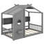 Lit sur pied avec toit et tablette de rangement-1237816694