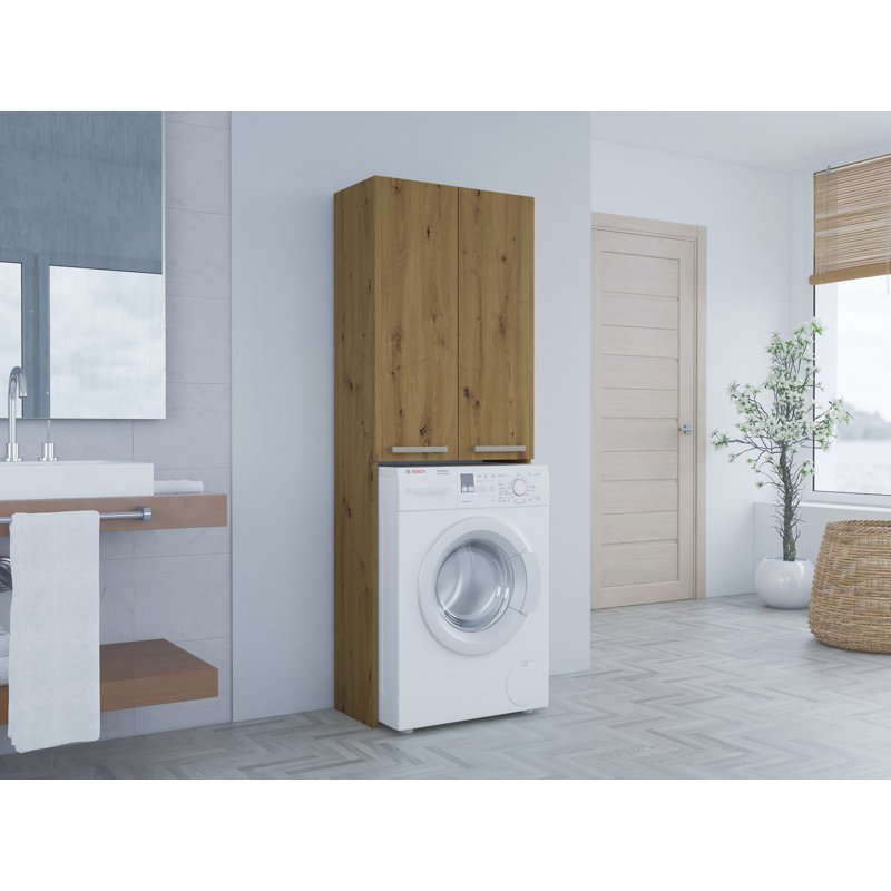 Evghenia 64Cm W x 180Cm H x 30Cm D Free Standing Bathroom Cabinet, Light Brown