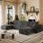 6 - Piece 135.03" W U Shape Sectional Sofa, Cloud Modular Sectional Sofa, Deep Seat Corduroy Boneless With Ottomans, No Need Assembly-760135426-758205095
