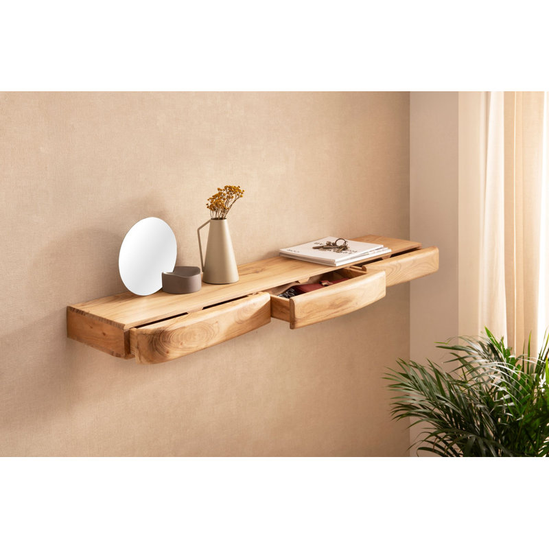 Acacia Solid Wood Floating Shelf, 8cm H x 120cm W x 20cm D.
