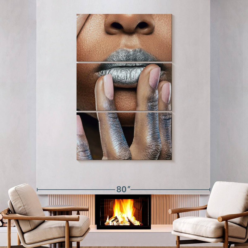 Shuttleworth Metallic Silver Lips, 74" H x 48" W