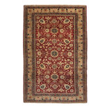 One-of-a-Kind 4'10" X 7'4" 1900s Wool Area Rug in Red