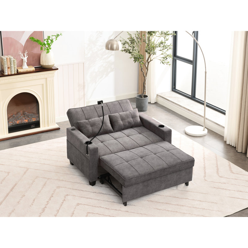 Fauteuil-lit Space en cuir gris foncé