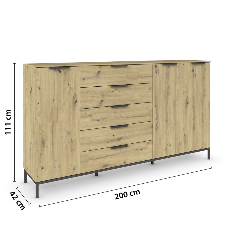 Flipp 5 - Drawer Chest of Drawers, Artisan Oak/Graphite