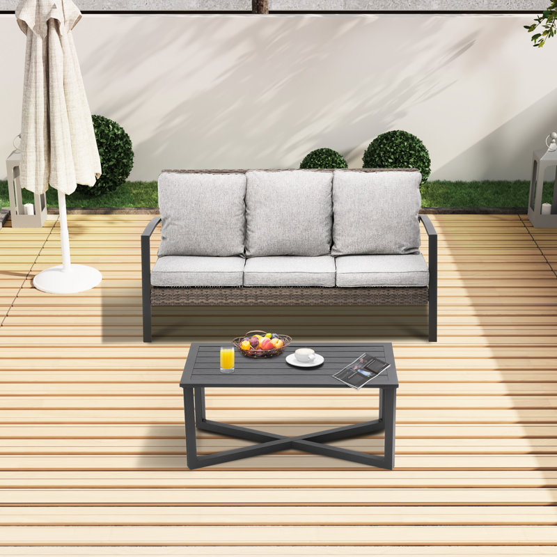 3 - Person Outdoor Conversation Set With Cushions, Polypropylene Gray