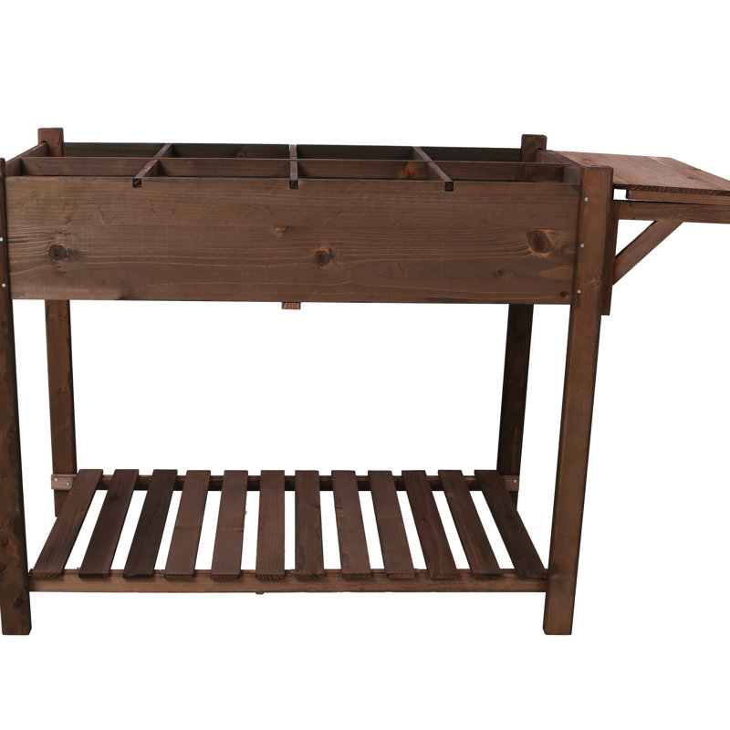 Dark Brown Raised Planter For Flower And Veggie Growing Horticulture Bed With Storage -, Brown