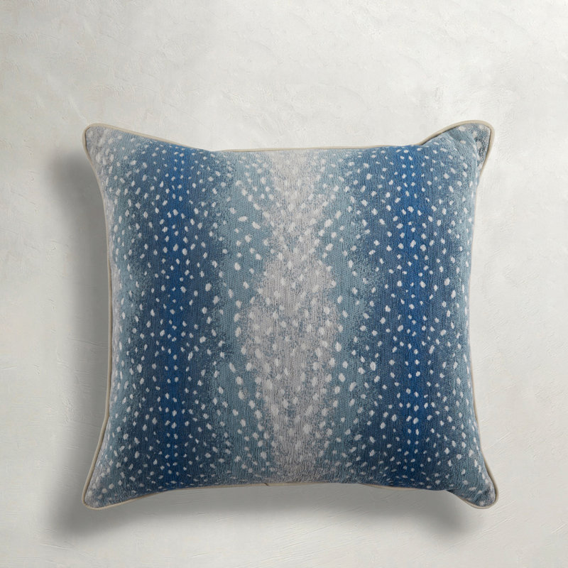 Fawn Chambray Outdoor Throw Pillow, Square 20", Blue