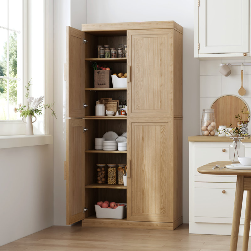 Armoire de rangement avec tablettes réglables Nashaya, Bois naturel