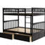 Lit superposé double avec tiroirs, fonction convertible, pin massif et construction, garde-corps en forme de clôture, système d'assemblage facile, en bois, roulettes de tiroir, simple-1198242945-1198243007