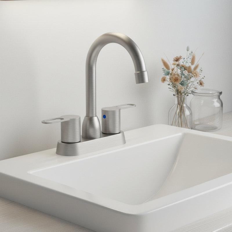 Double Handle  High-Arc Centerset RV Bathroom Faucet(Set of 2), Brushed Nickel