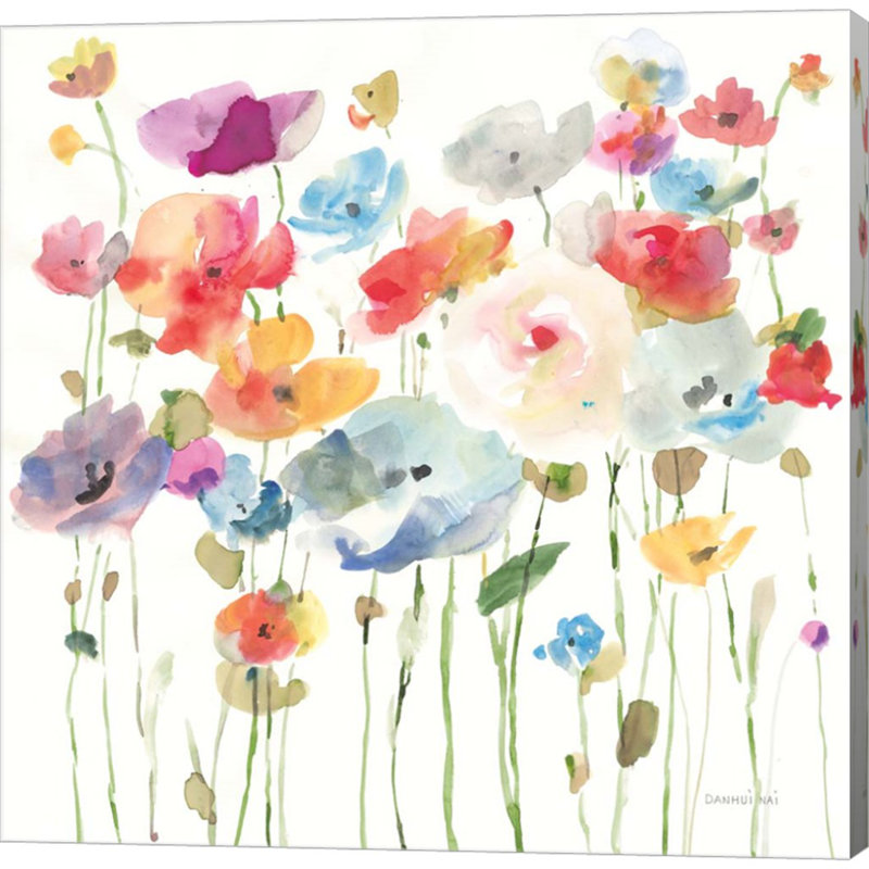 Bright Day Blooming Multicolor Floral Canvas Art 12 x 12