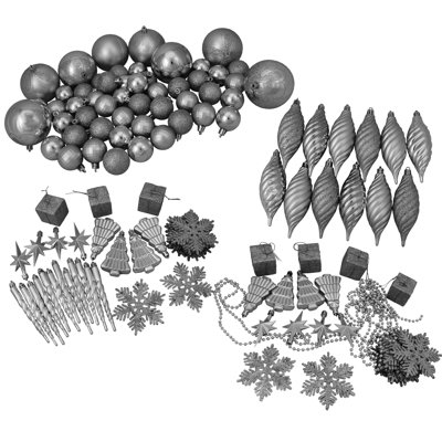 Club 125ct Shatterproof 4-Finish Christmas Ornaments