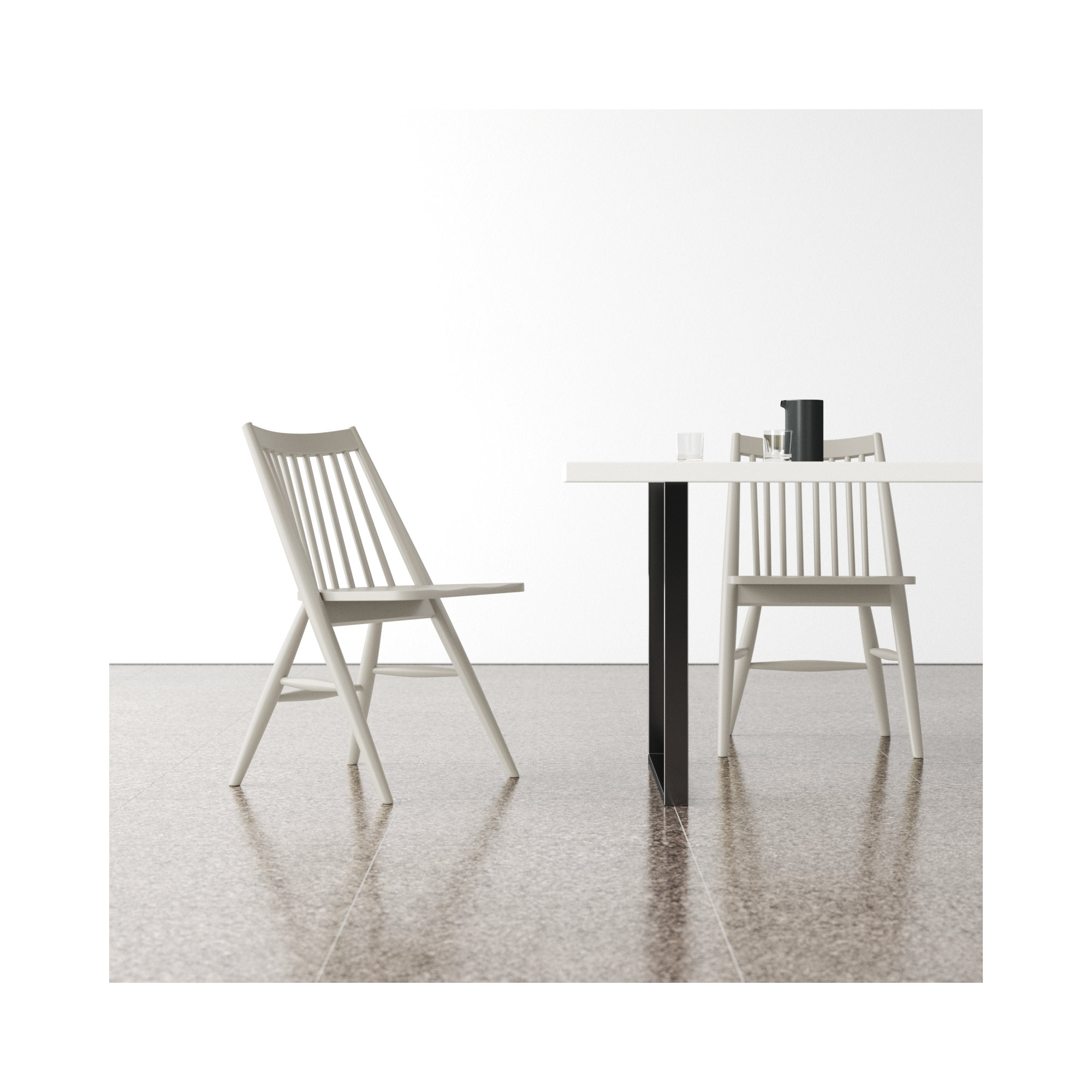 Kloss Solid Wood Slat Back Side Chair, Gray