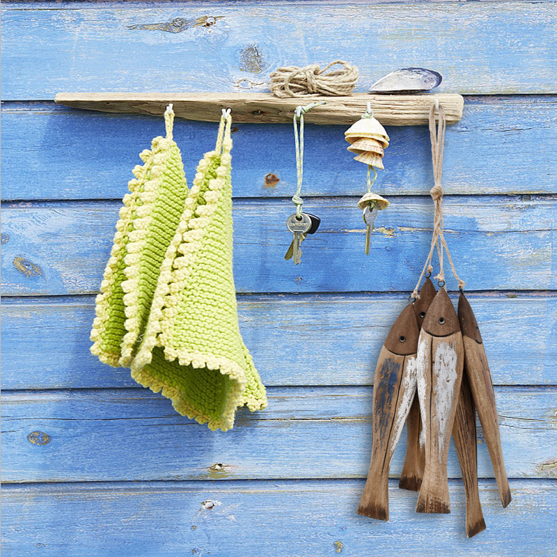 Décoration de poisson en bois décorations murales de poisson en bois pour la maison décoration de poisson de bois nautique finition vieillie 5Pcs