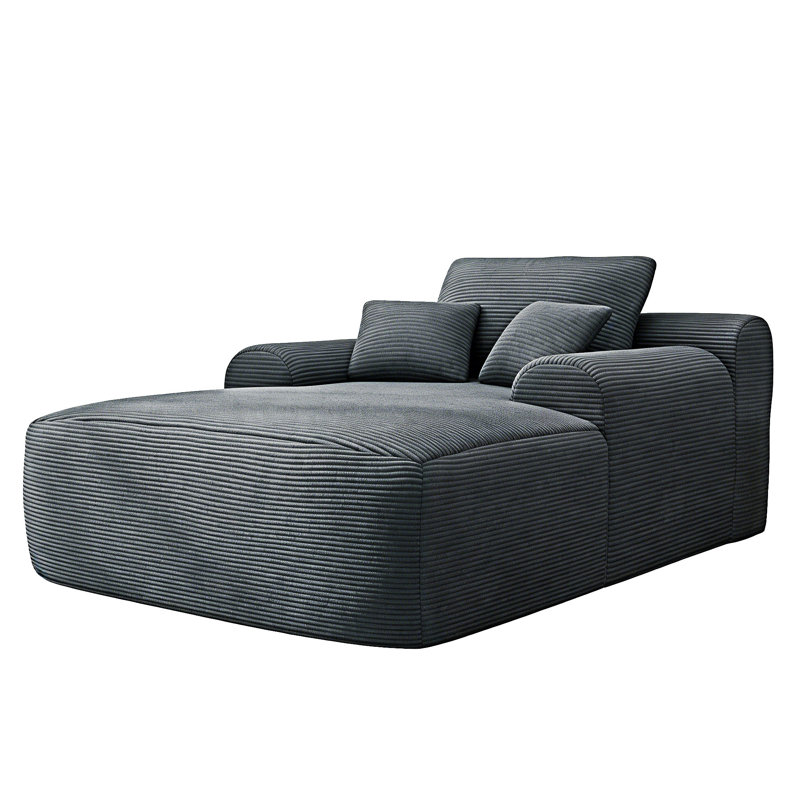 Canapé-lit convertible, méridienne, fauteuil en peluche avec coussins décoratifs, Velours côtelé gris