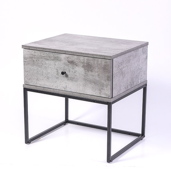 Muir 50.2cm W Manufactured Wood Bedside Table, Black/Iron Slate