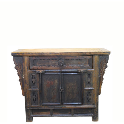 Antique Distressed Elm Altar Cabinet