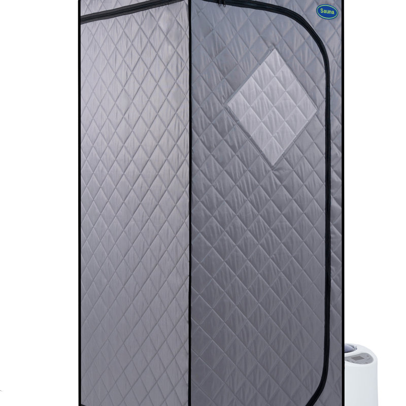 Full Size Portable Grey Steam Sauna Tent–Personal Home Spa, With Steam Generator, Remote Control, Foldable Chair, Timer And PVC Pipe Connector Easy To Install.Fast Heating, With FCC Certification