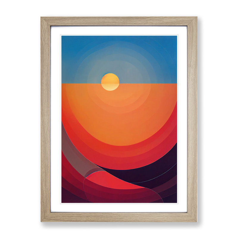 Enlightened Abstract Sunset - Framed Print, 64cm H x 46cm W, Oak