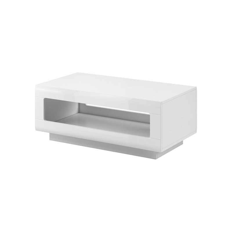 Aimes Block Coffee Table with Storage, White Glossy