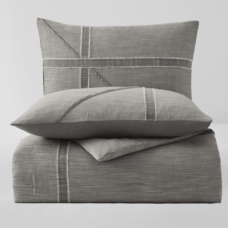 Wonderful Yarn Dye Weaved Lightweight Conforter Set, Queen Comforter + 2 Standard Shams, Gray