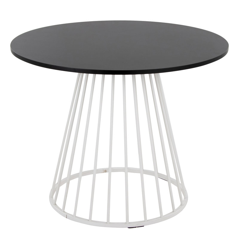 Table de salle à manger contemporaine en métal et panneau de fibres à densité moyenne, Noir, Argent