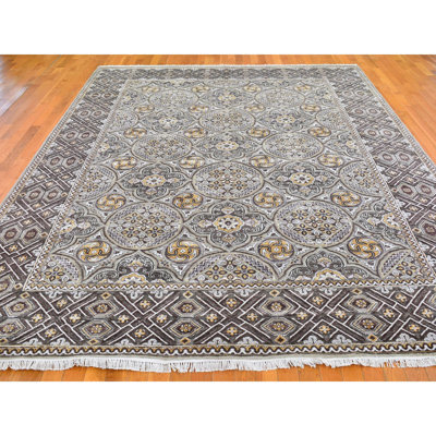 Tapis oriental brun en laine texturée d'inspiration moghole 9 pi 1 po x 12 pi D3490187D4CF4D019FF12B4152952973