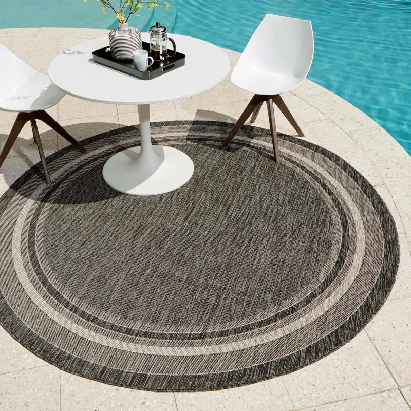 Tapis intérieur / extérieur Sevinc, Rond 10 pi, Black
