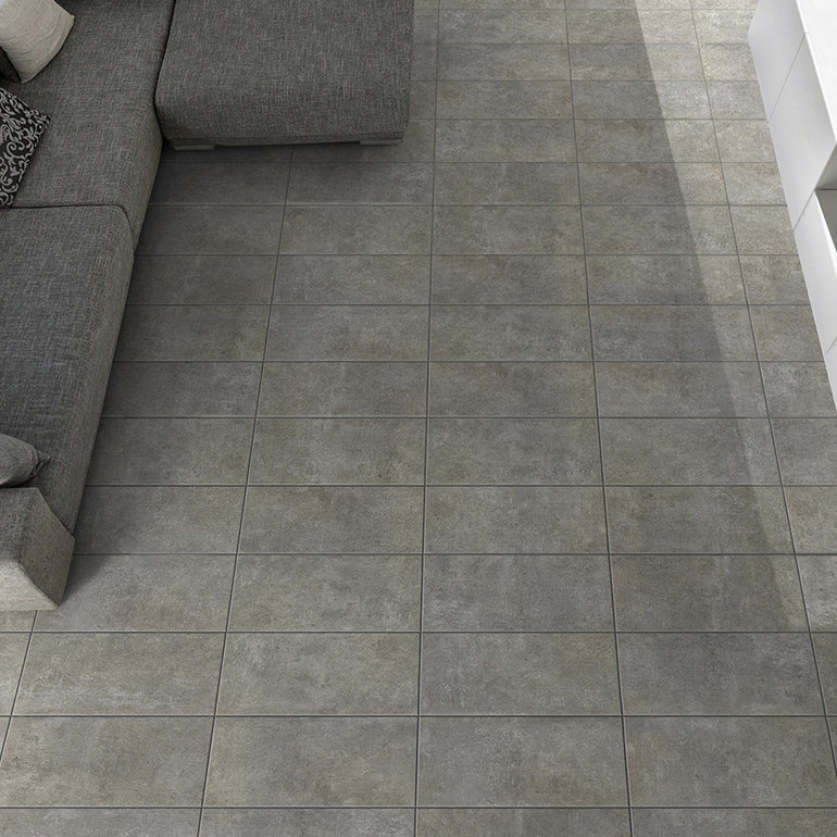 Carreau de porcelaine mate pour plancher et mur 12 po x 24 po 9,5 mm Fontana, Grège