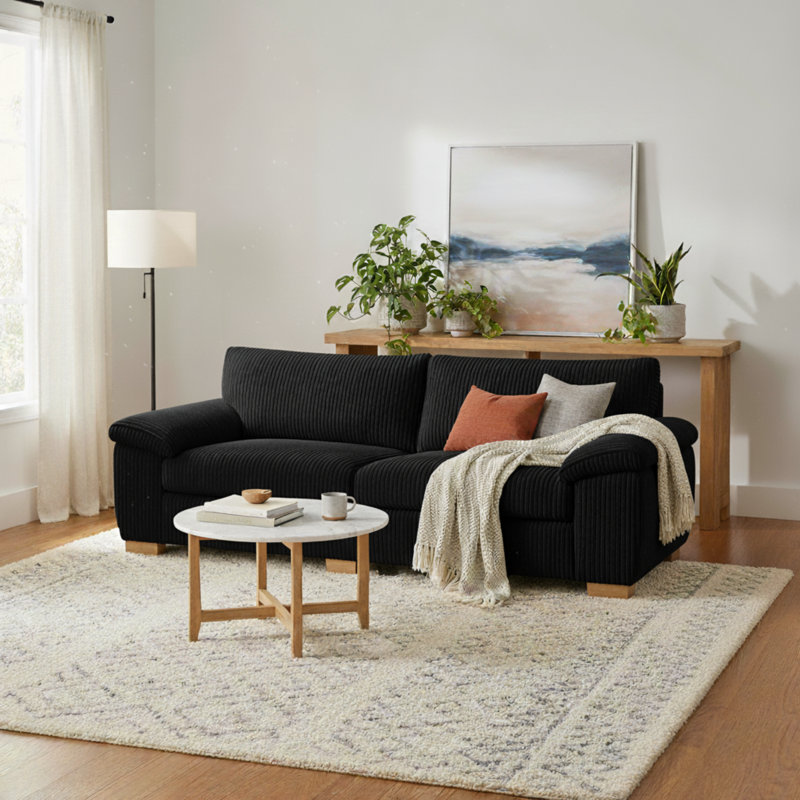 2 Seater Corduroy Sofa, Black