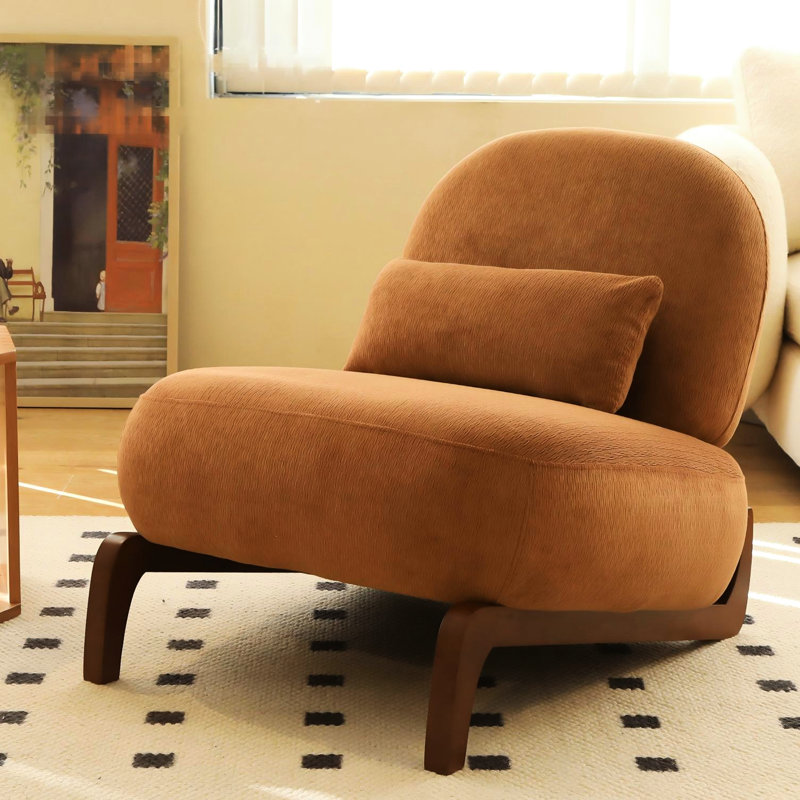 Fauteuil d'appoint confortable avec coussin moelleux et pieds en bois massif, idéal pour le salon, la chambre, l'appartement ou un balcon d'attente - Profondeur : 86,4 cm, largeur : 71,1 cm, hauteur : 68,6 cm, poids : 12,5 kg