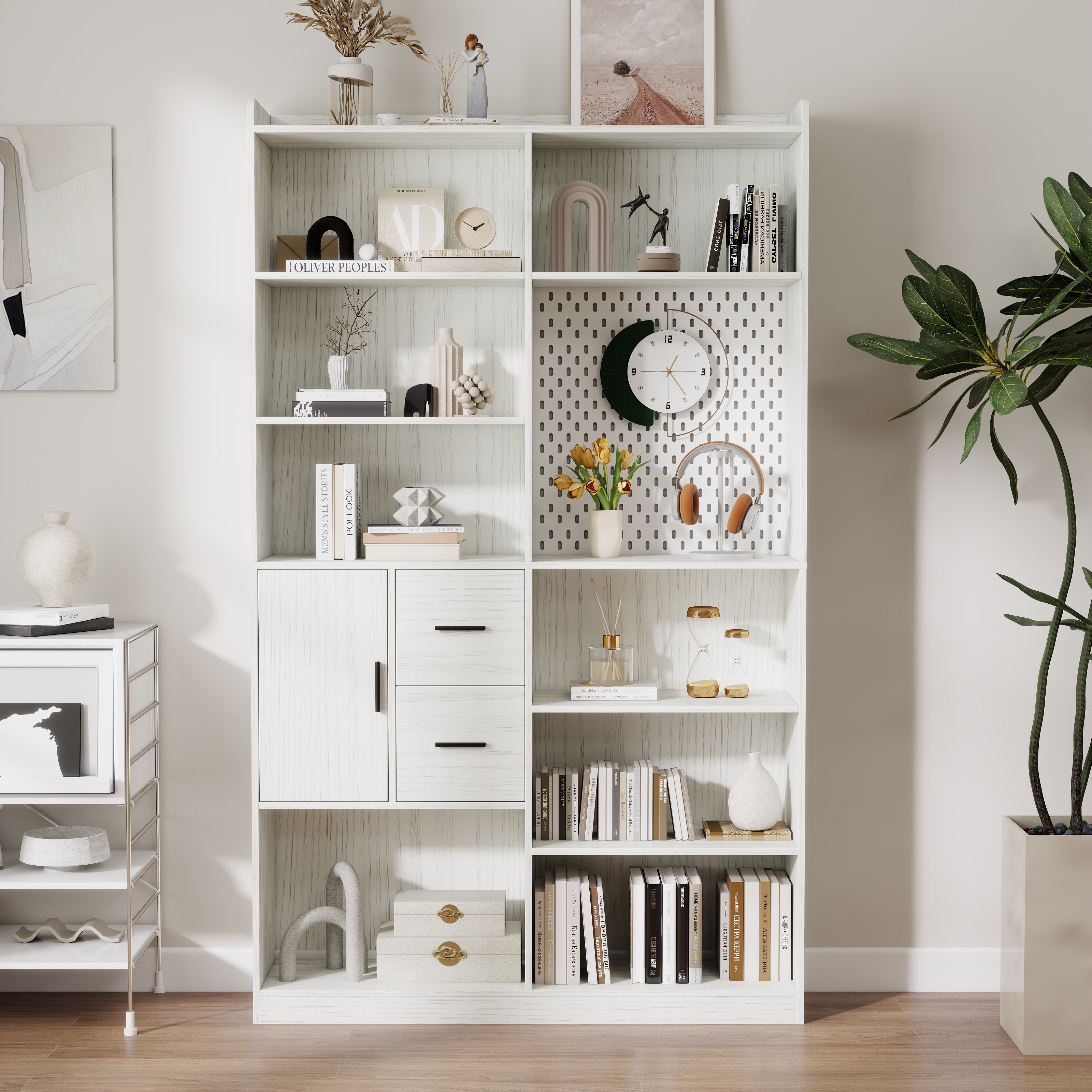 Latitude Run® Cube Bookcase With Drawers - Open Shelf &amp; Storage Cabinet ...