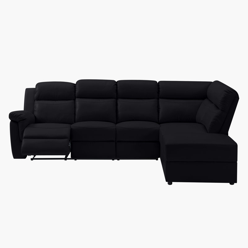 Canapé modulaire en cuir 2 pièces Emsal, Similicuir noir