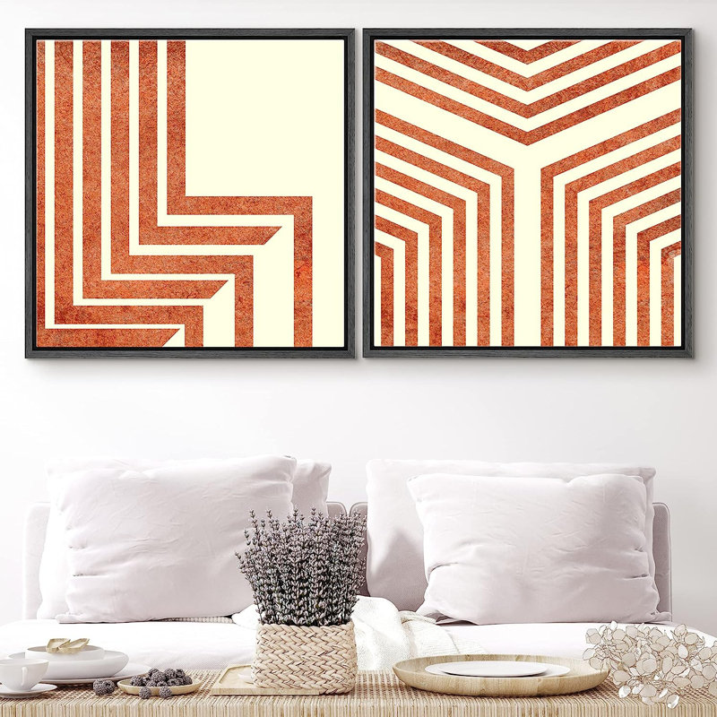 «Geometric Line», reproduction encadrée sur toile 2 pièces, Cadre noir, H 16 po x l 32 po x P 1,5 po