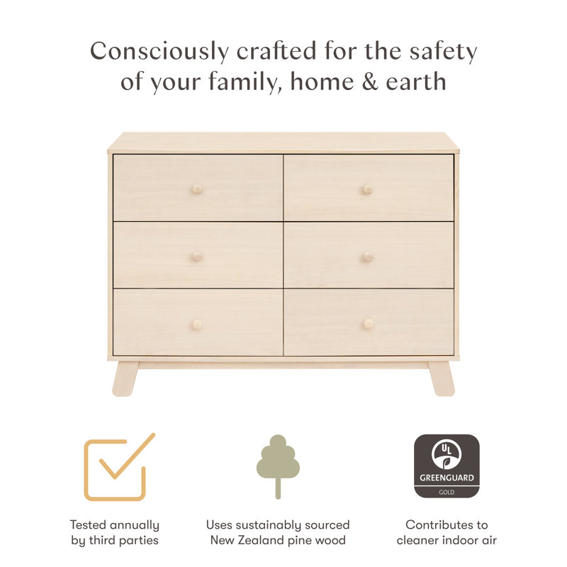 Hudson Modern 6-Drawer Assembled Double Dresser, Ivory