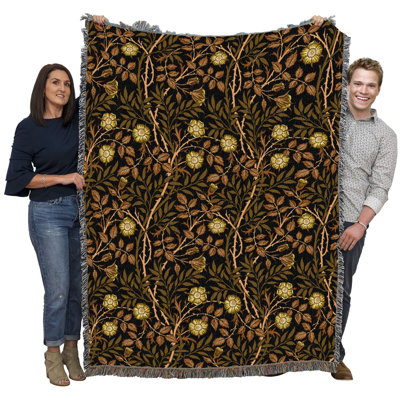 Pure Country Weavers William Morris Sweetbriar Bronze Blanket XL - Arts & Crafts - Gift Tapestry Throw Woven from Cotton - Made in The USA (82x62)