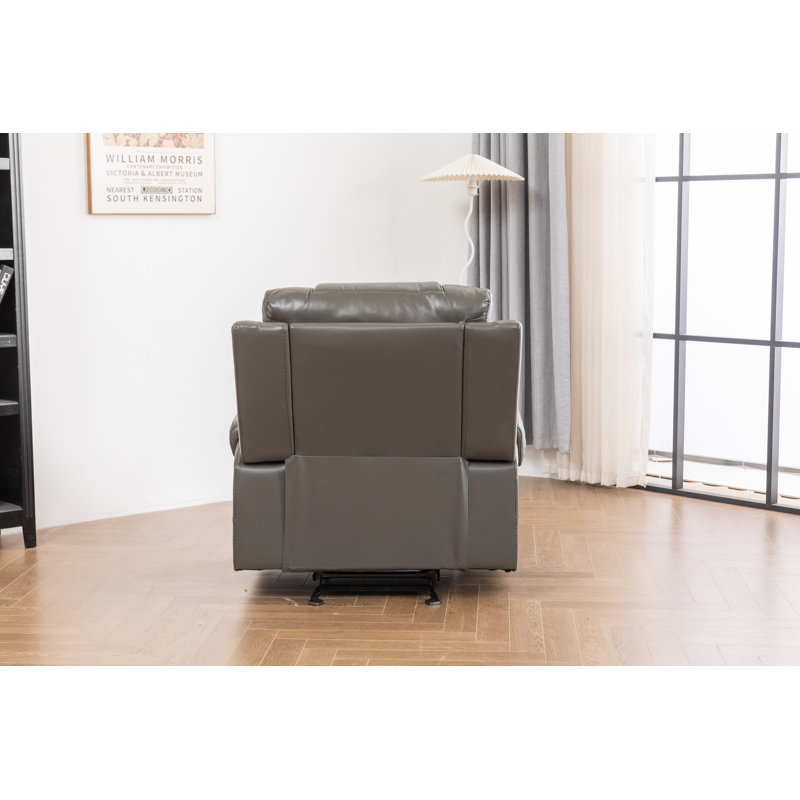 Ilyia Vegan Leather Rocker Recliner, Gray Faux Leather