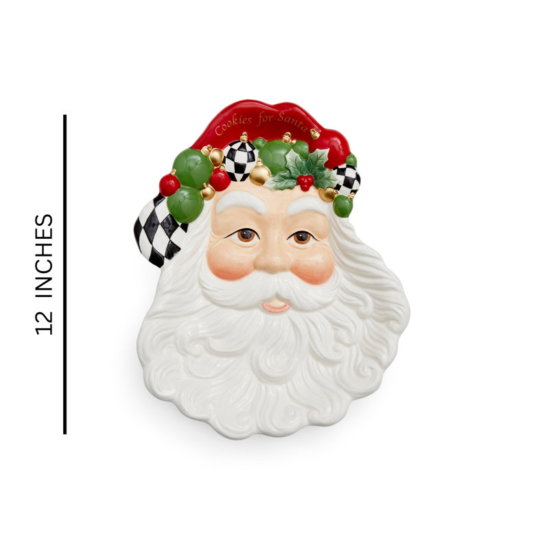 Assiette de père Noël noir et blanc Spode