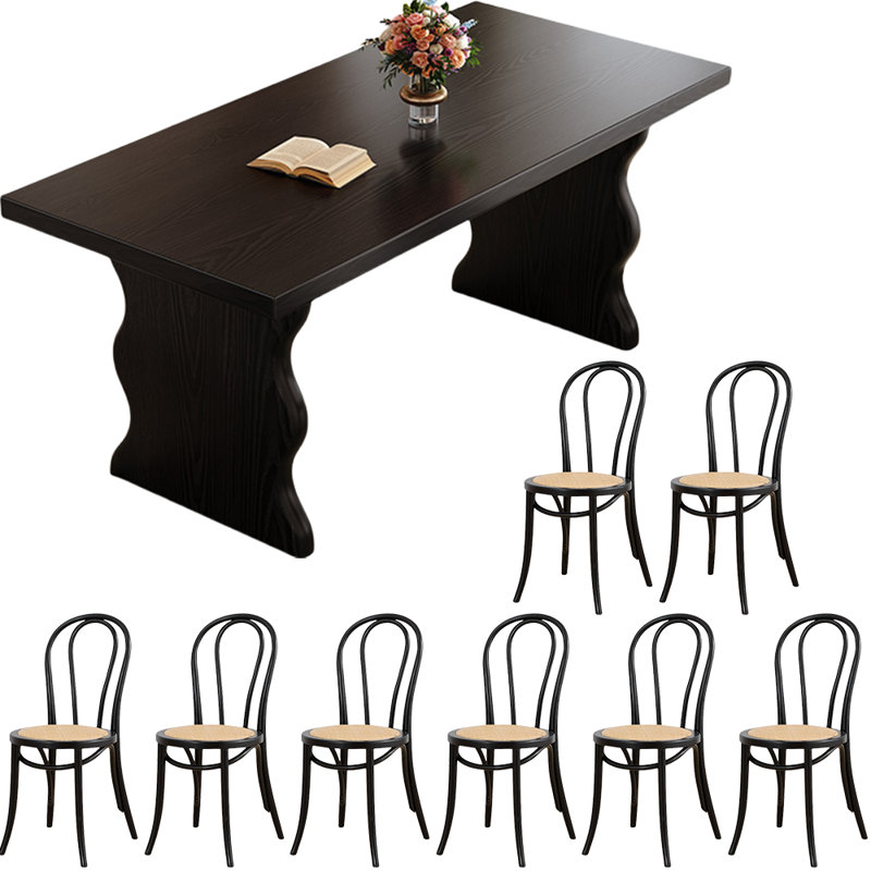 Ensemble de salle à manger Black Wood, H 29,9 po x L 94,5 po x l 34,6 po