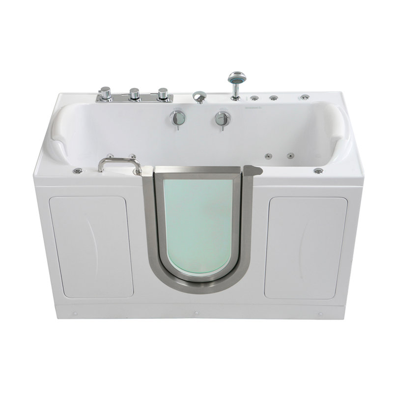 Ella Companion 32"x60" Air + Hydro Massage w/ Independent Foot Massage Acrylic Two Seat Walk-In-Bathtub, Heated Seats, Inward Swing Door, 2 Piece Fast Fill Faucet, 2" Dual Drains