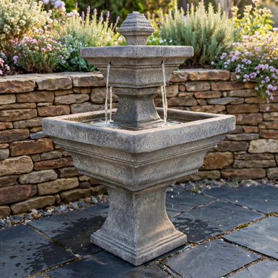 Barcelona Tiered Cast Stone Fountain – Outdoor Floor Water Fountain