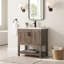 Meuble-lavabo simple autoportant de 30 po avec plateau en céramique Larangera-670520658
