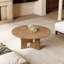 Table basse 31,5 pouces ronde en placage de bois de frêne rustique pour petit salon