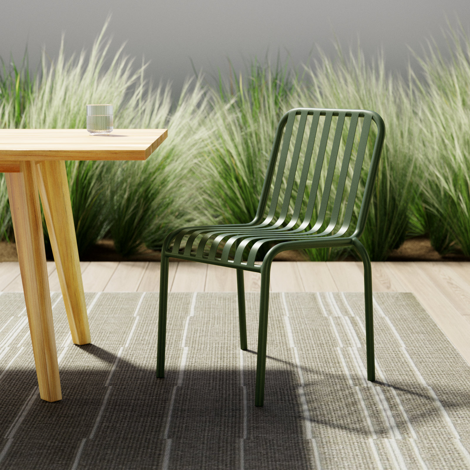Abra Stackable Outdoor Dining Side Chair, Dark Green