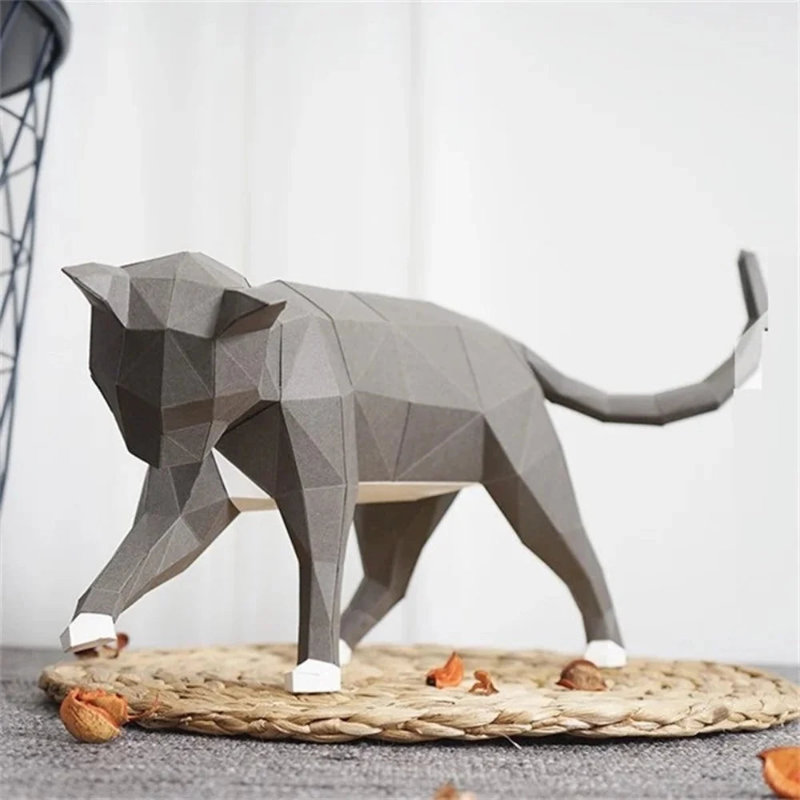 Géométrique-3D-Chat-Figurine
