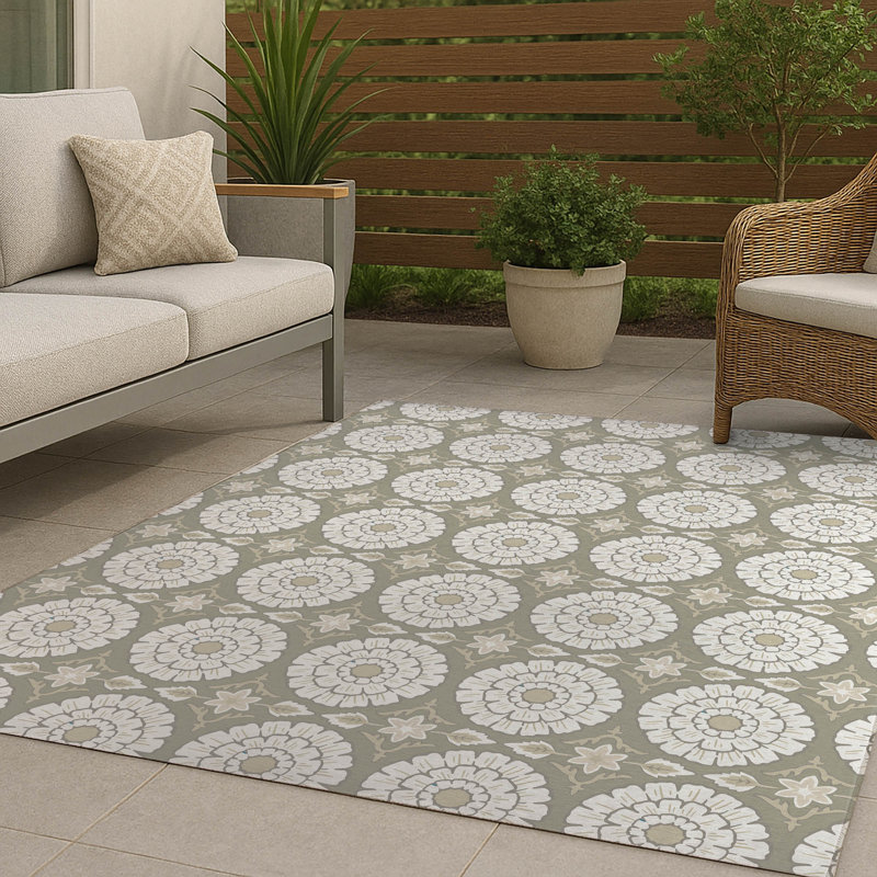 Lexi Decorative Non-Slip Outdoor Are Rug, Taupe, Rectangle 2' x 3'