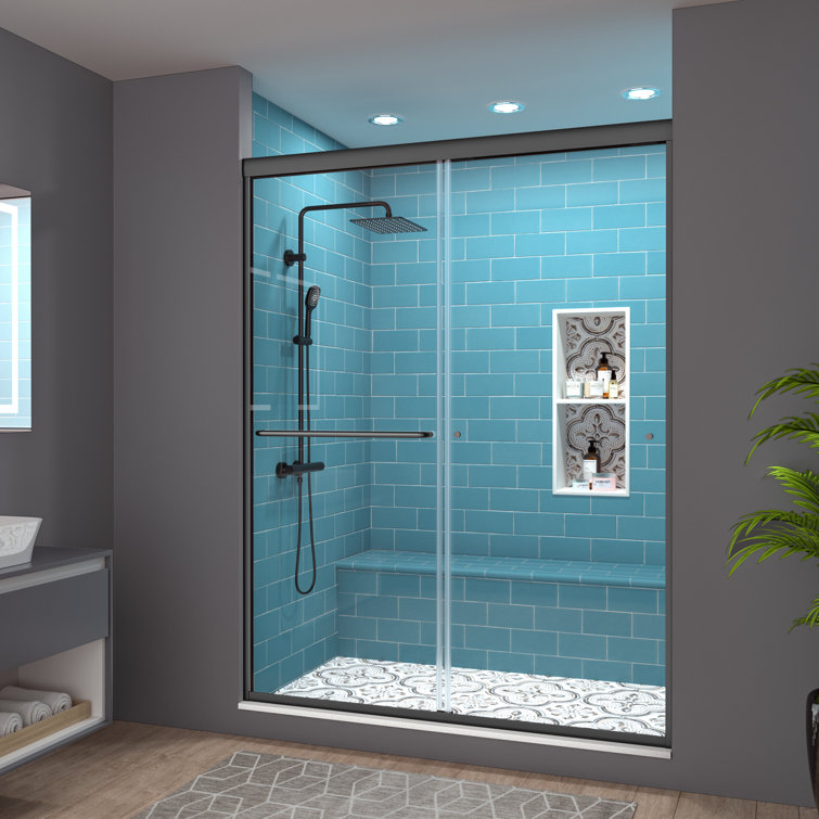 50'' - 54'' W x 72'' H Double Sliding Semi-Frameless Shower Door (incomplete, glass only)