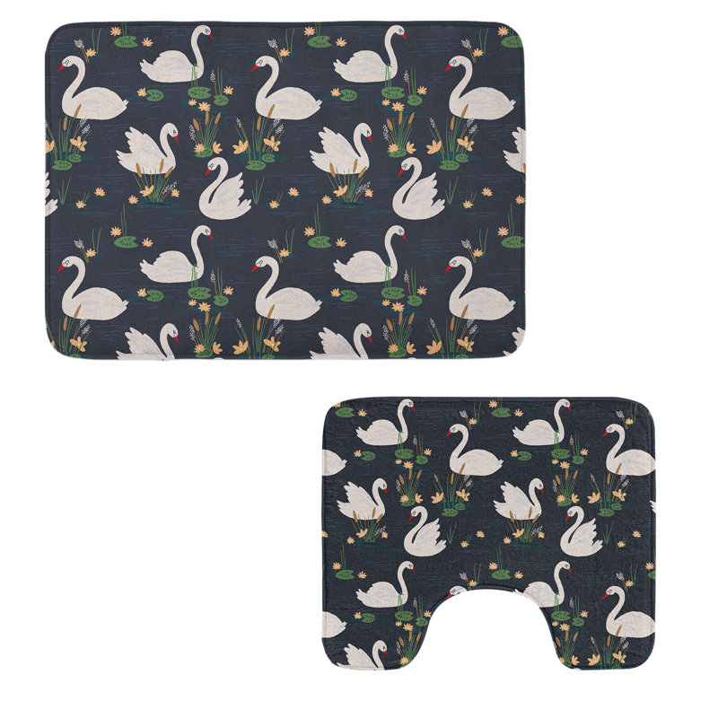  Multicolore ensemble de tapis de salle de bain Swan 2 pièces